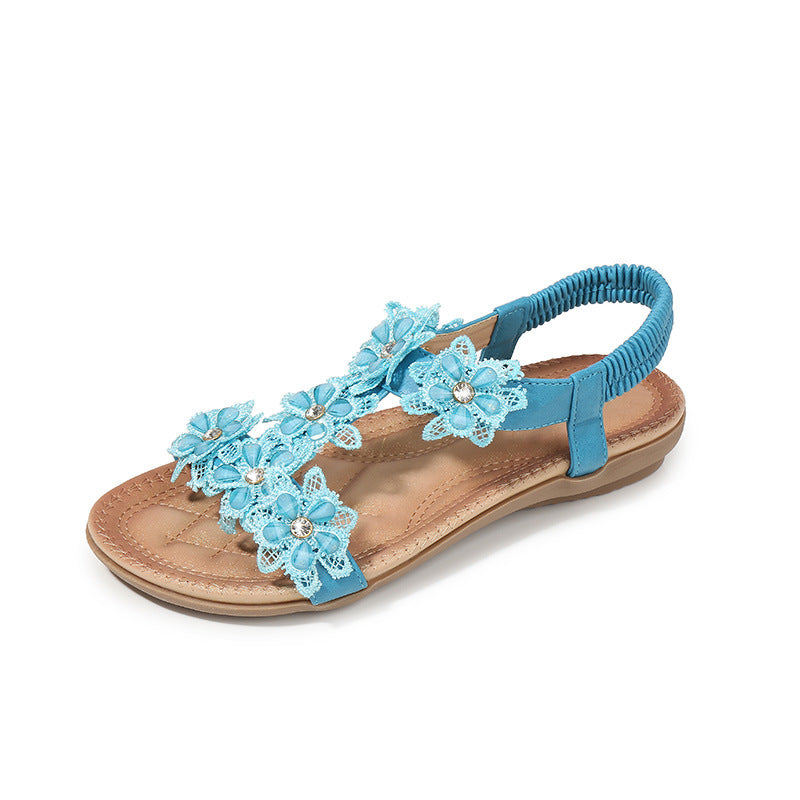 Large Size Sandals T-Shaped Flower Beach Sandals