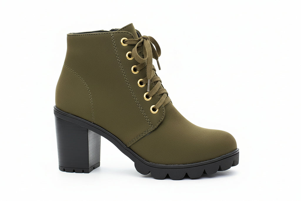 Chunky Block Heel Boots Buckle Ankle Boots