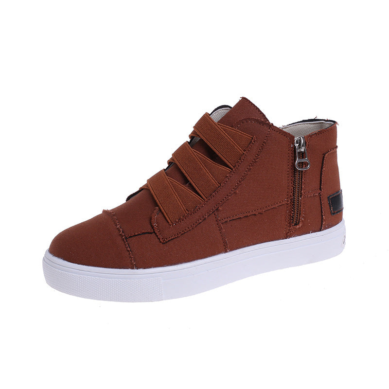 Canvas Flat Shoes Side Zipper Walking Sneakers