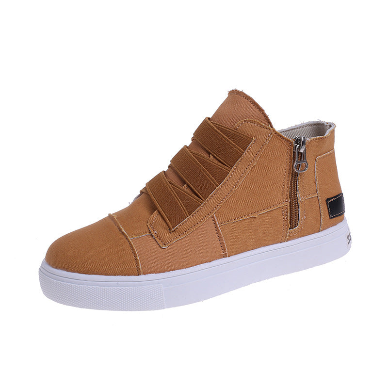 Canvas Flat Shoes Side Zipper Walking Sneakers