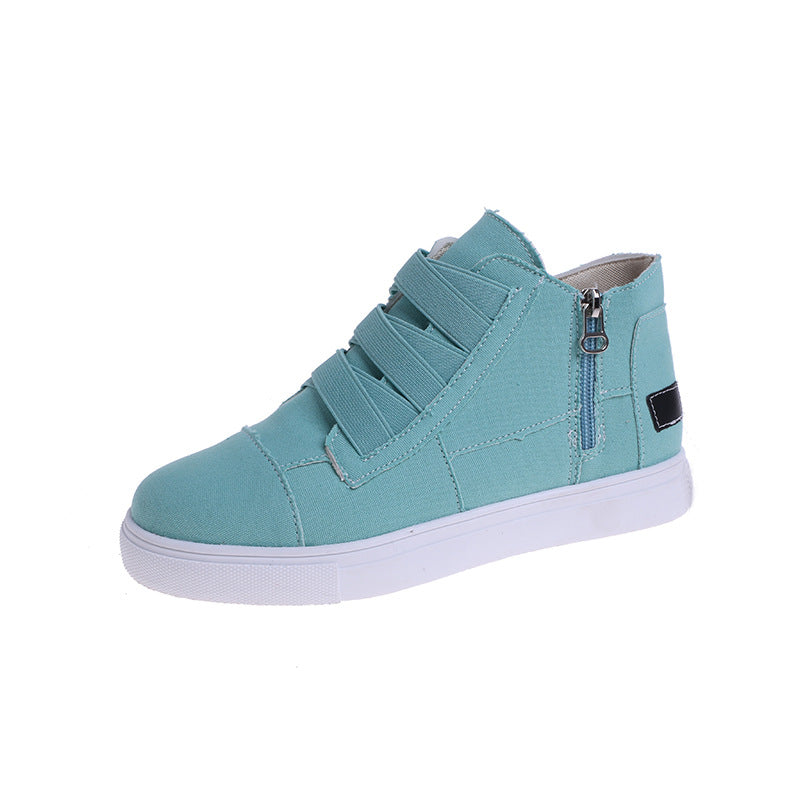 Canvas Flat Shoes Side Zipper Walking Sneakers
