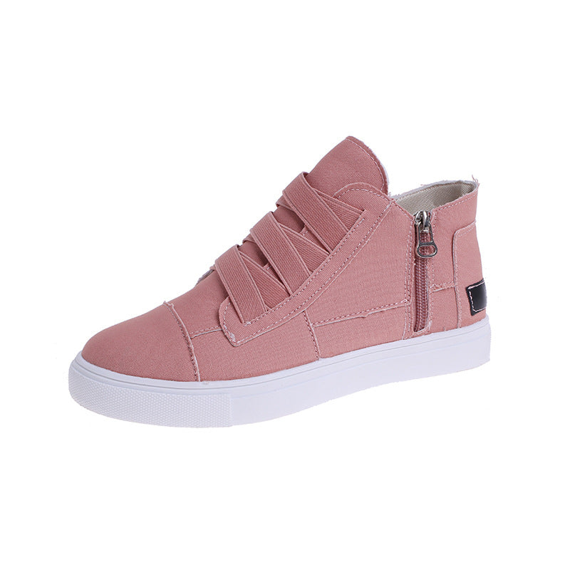 Canvas Flat Shoes Side Zipper Walking Sneakers