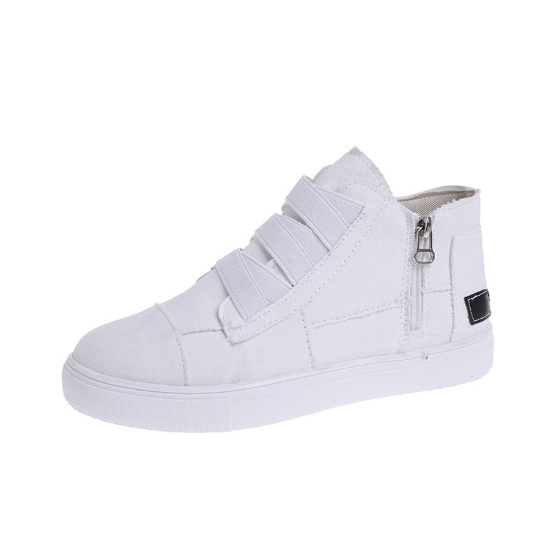 Canvas Flat Shoes Side Zipper Walking Sneakers