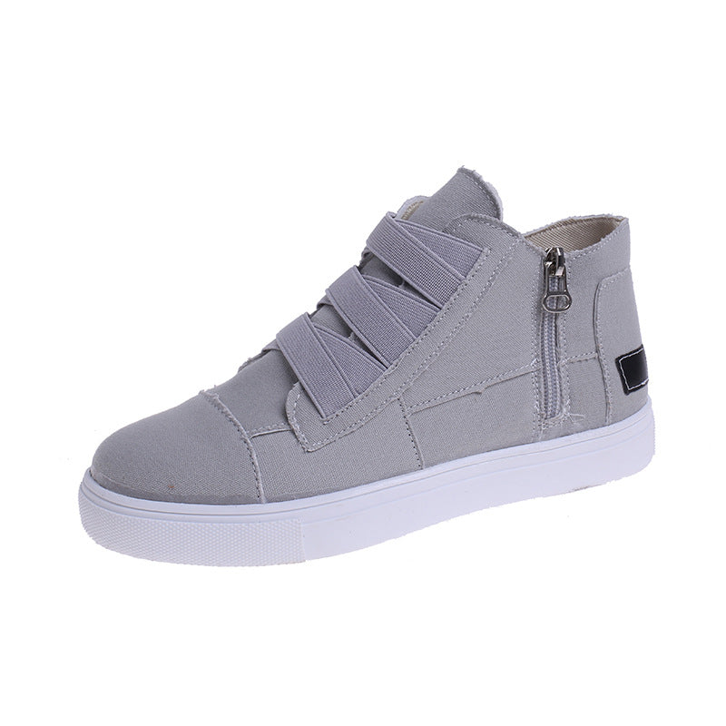 Canvas Flat Shoes Side Zipper Walking Sneakers