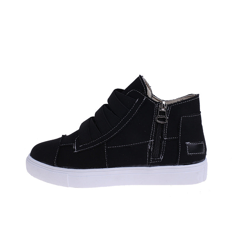 Canvas Flat Shoes Side Zipper Walking Sneakers