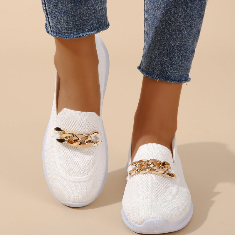 Chain Flats Shoes Mesh Sports Walking Shoes